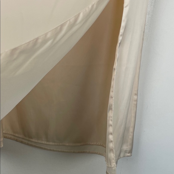 Backyard Rose Satin Romanic Elegant Cream Women M Midi Slit Front Classic Skirt - Picture 4 of 10